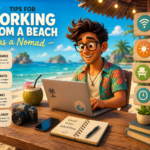 working from a beach